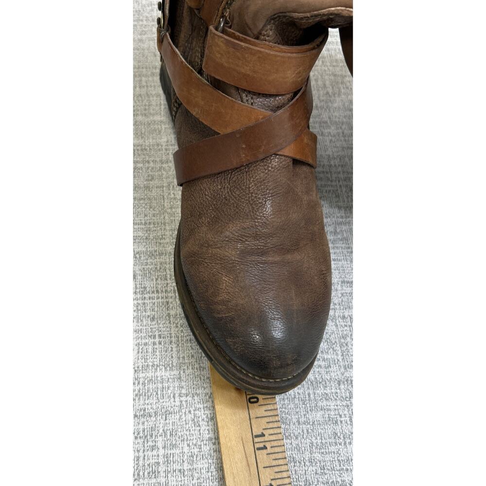 AS 98 Airstep Italian Zipper Boho Biker Brown Distressed Riding Boots 37/ 7 - Picture 15 of 16